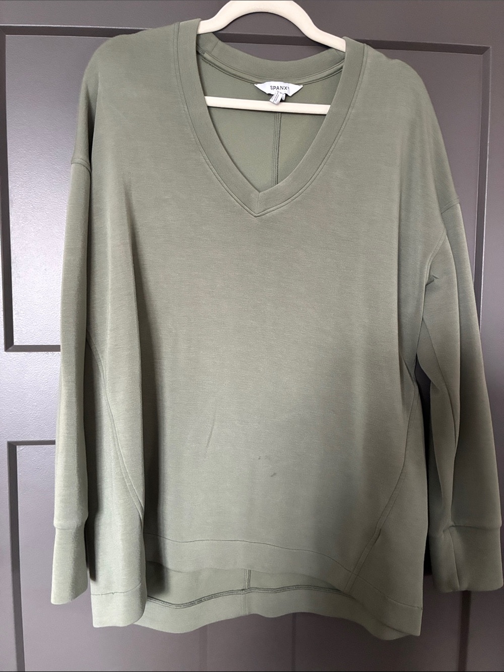 SPANX Sage Green V-Neck Relaxed Sweater
